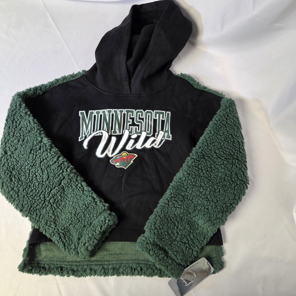 NHL Minnesota Wild Kids‎ Hoodie - Black and Green Girls 7/8